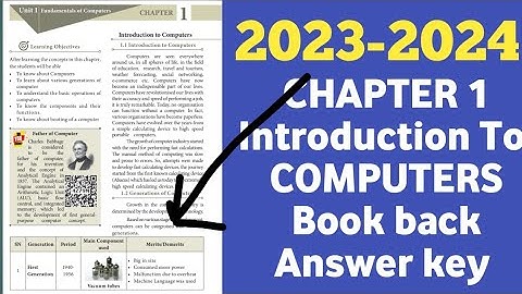 11th Computer CS/CA Chapter 1 2023-2024 Book back Important Questions and answers