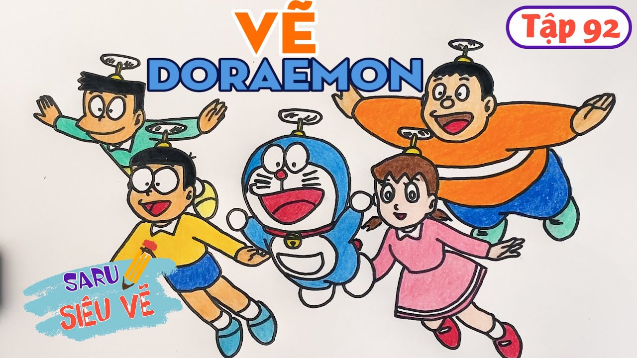 Vẽ Doraemon, Nobita, Shizuka, Jaian Và Suneo (How To Draw Doraemon) | Saru  Siêu Vẽ Tập 92 - Youtube