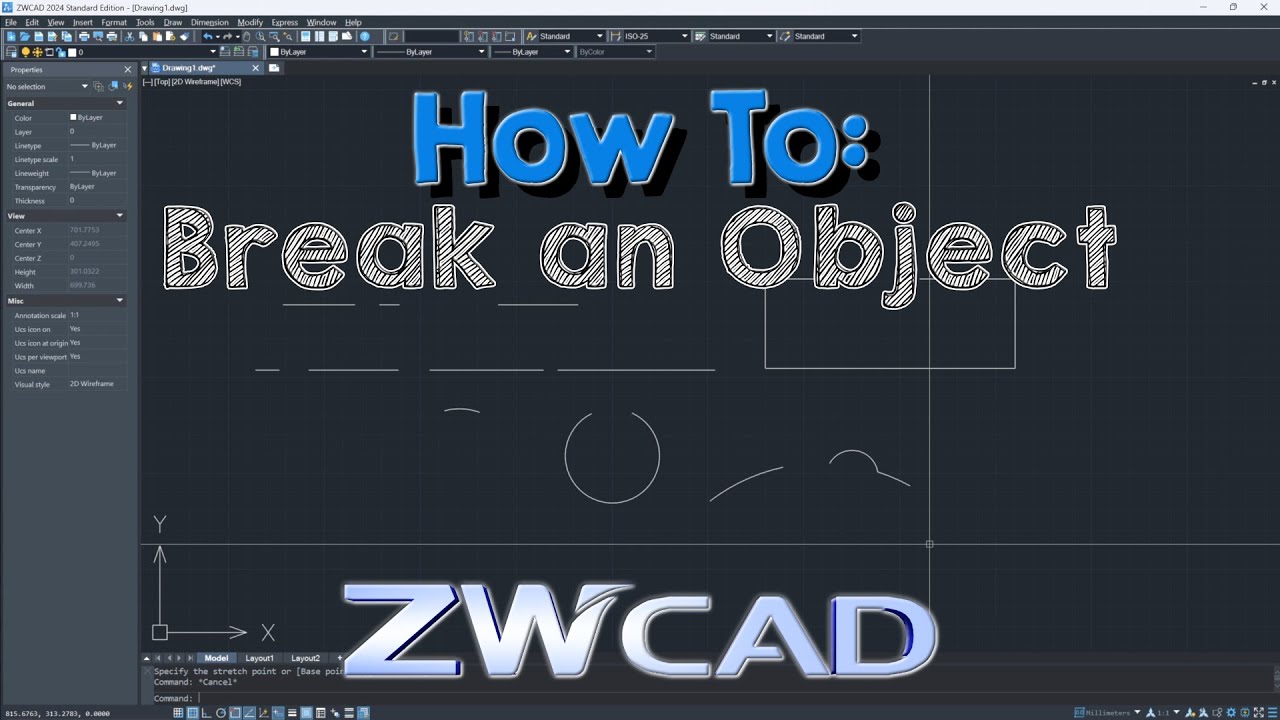 How to Break an object in ZWCAD - YouTube