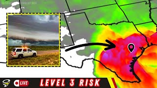 🟥 LIVE STORM CHASER: Level 3 risk for BIG hail & wind! Texas, Louisiana, Gulf Coast