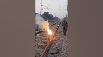 Thermite welding process for joiningrailway tracks #indian #railway #welding #shorts #train #viral
