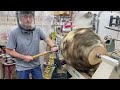 Getting ready to work on this very large oak Burl 