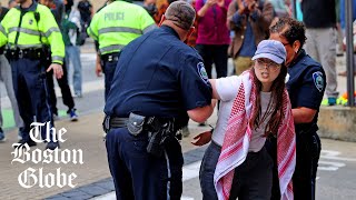 Police confront pro-Palestinian demonstrators at MIT allegedly blocking traffic outside of building