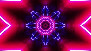 4K Animation. VJ Loop. Colorful pattern with neon lights in the middle of it. Kaleidoscope VJ loop