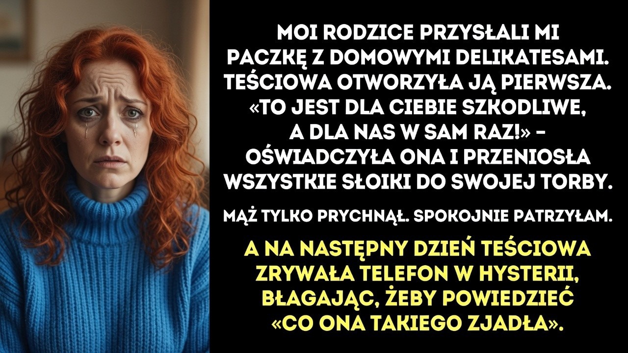 Mój mąż twierdzi, że jego mama „tylko pomaga”. Że wchodzenie bez pukania to drobiazg, zaglądanie do lodówki to troska, a zabranie całej paczki to „kilka słoików”. Tego dnia rozpakowałam przesyłkę...