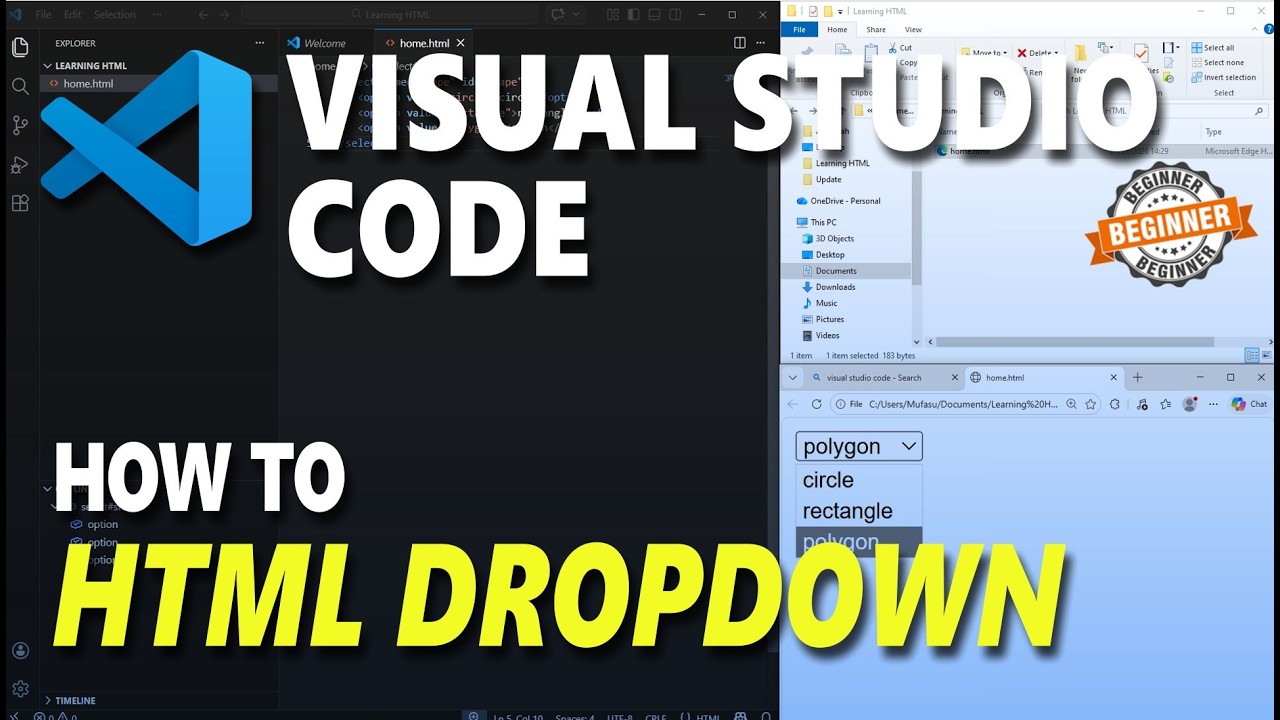 How To Dropdown In Visual Studio Code HTML - YouTube