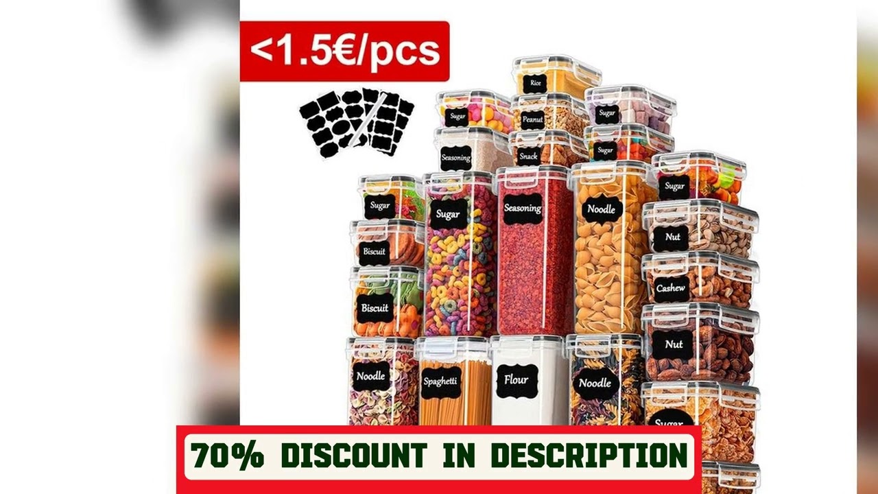 A must-have product! Kitchen food Storage Container with Lid Airtight Set of 24 Set 48 Pcs (24 Con