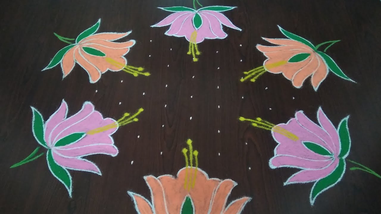 Creative Sri Rama Navami special lotus rangoli 11 × 6 Dot ...