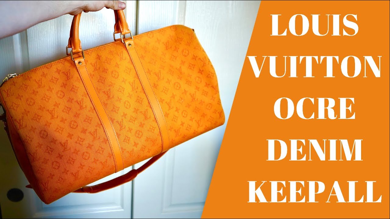 RARE Louis Vuitton OCRE Denim Keepall Bandouliere 50 Review & Try On  (Virgil Abloh SS19 Orange) 