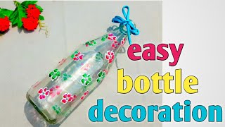 How to decorate bottle simply | bottle decoration idea | bottle painting ideas