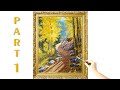 "Gold autumn" PART 1. How to paint a autumn landscape | "Золотая осень" 1ЧАСТЬ. Живопись акрилом