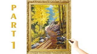 &quot;Gold autumn&quot; PART 1. How to paint a autumn landscape | &quot;Золотая осень&quot; 1ЧАСТЬ. Живопись акрилом