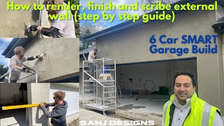 How to Render, Finish and Scribe External Walls (Step by Step) | Part 19 | 6 Car SMART Garage Build by SANJ Designs 3,757 views 2 years ago 20 minutes