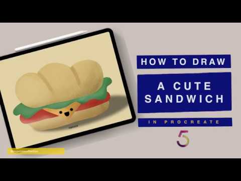 PROCREATE| How to draw a CUTE SANDWICH | iPad Illustration Tutorial | Free Brush + Colour Palette