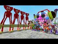 ALL GLAMROCK ANIMATRONICS VS RED HUGGY WUGGY in Garry&#39;s Mod!!! FNAF Security Breach