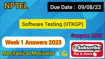 Software Testing (IITKGP) | Week 1 Quiz | Assignment 1 Solution | NPTEL | SWAYAM 2023