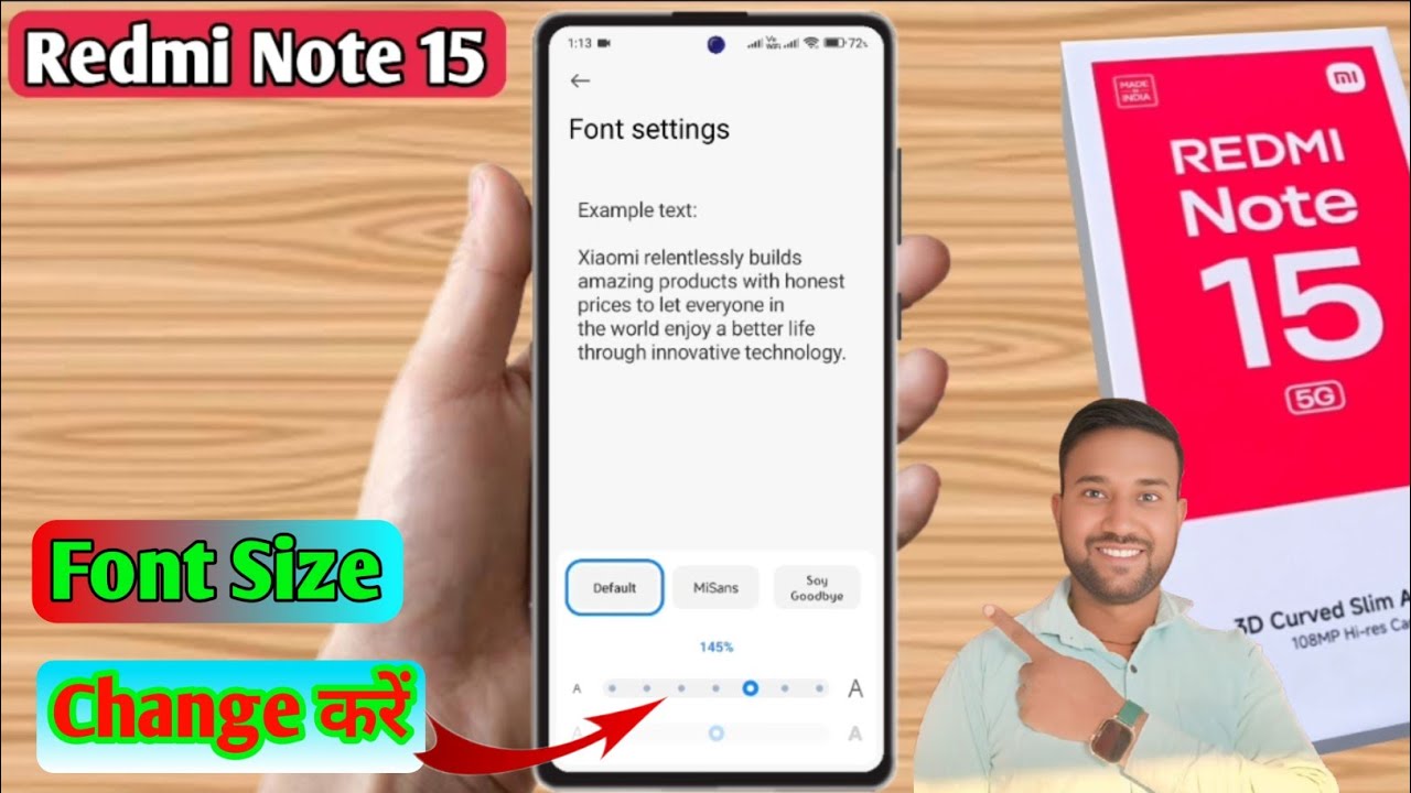 redmi note 15 display size, redmi note 15 font size, redmi note 15 display size change