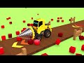 Harvesting fruits with drill construction vehicle learn colors for kids children