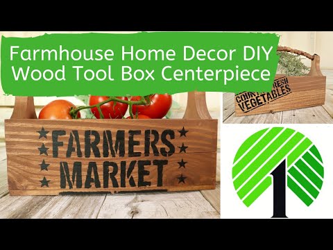 Video: Farmhouse Wooden Tool Box Centerpiece DIY Home Decor Project with Dollar Tree Supplies