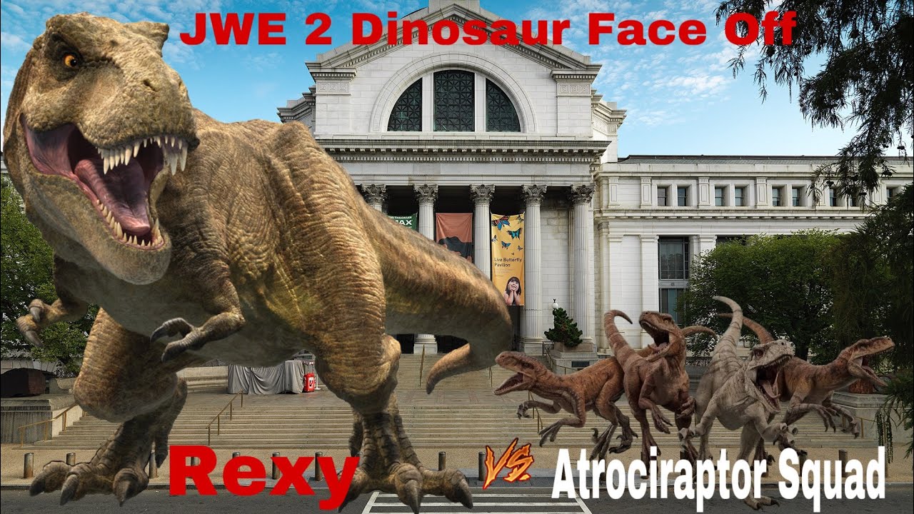 JWE 2 Dinosaur Face Off Rexy 1993 vs Atrociraptor Squad 2024 - YouTube