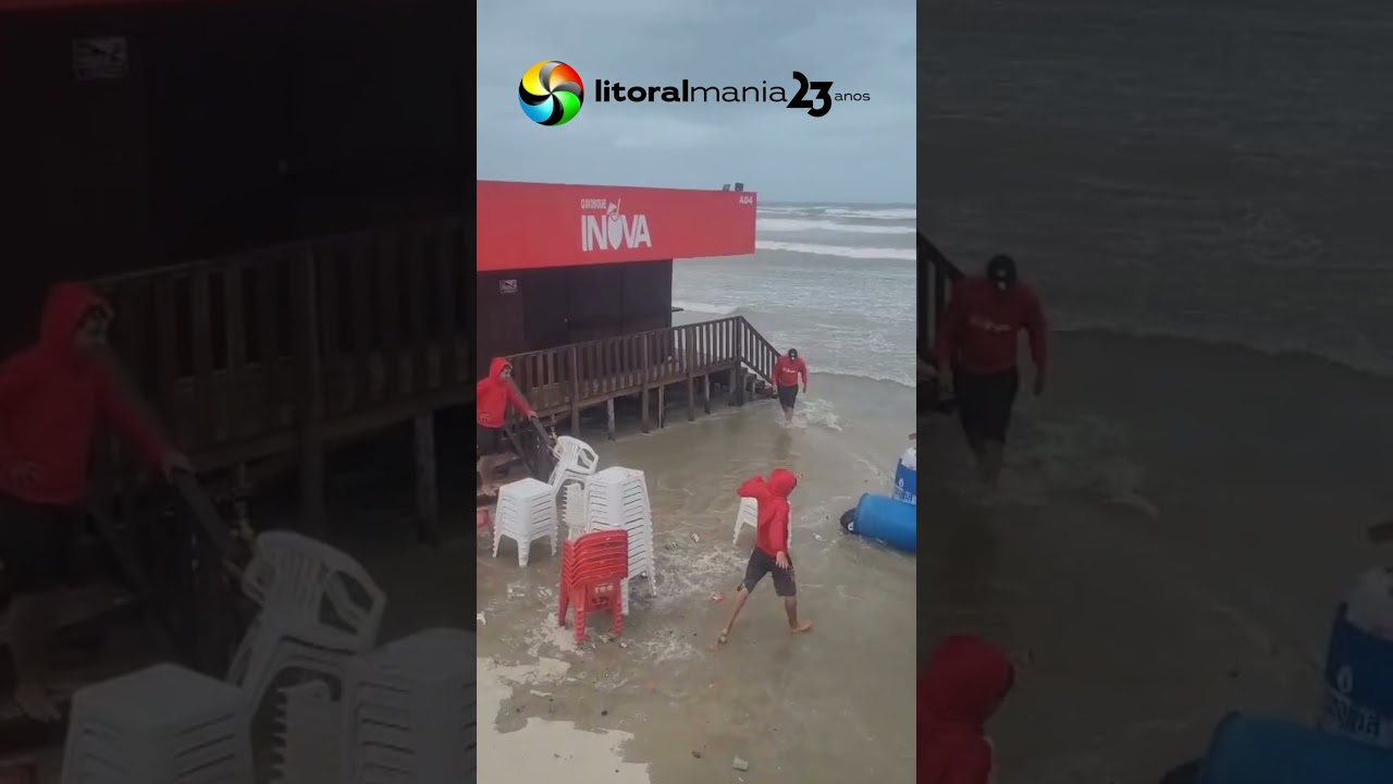 Ressaca atinge as praias do Litoral Norte e transforma completamente o cenário de verão em Tramandaí