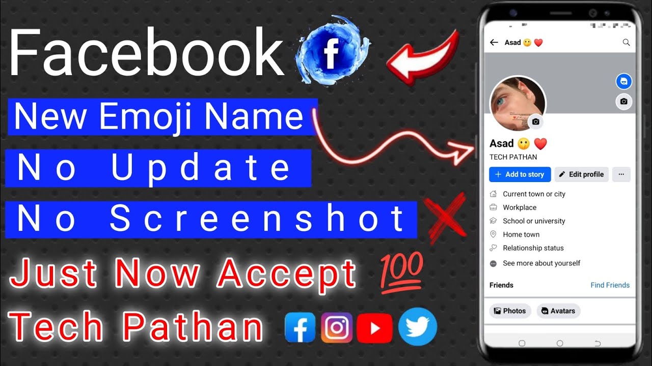 Script name emoji Facebook id | no update no screen shot | new method 2023 to 2024 
