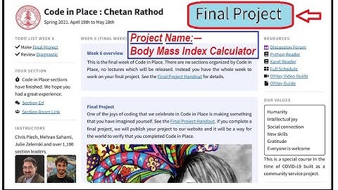 Body Mass Index Calculator | Final Project of Code In Place 2021