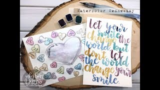 Watercolor Wednesday: Watercolor Valentine Hearts and Brush Lettering