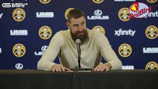 INSIDE THE MEDIA ROOM: Jonas Valanciunas meets with the media post game #milehighbasketball #denver