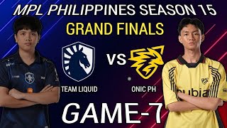 TEAM LIQUID vs ONIC PH GAME-7| MPL PH SEASON 15 GRAND FINALS |MLBB#mplphseason15#mlbb #seagames