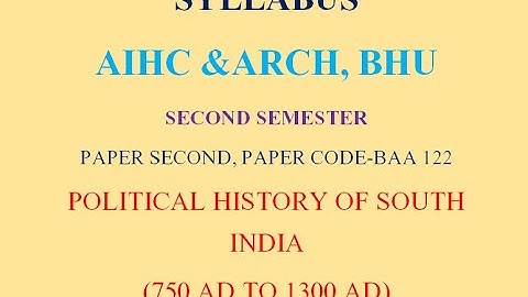 SYLLABUS OF AIHC BHU BA FIRST YEAR II nd Sem Paper II