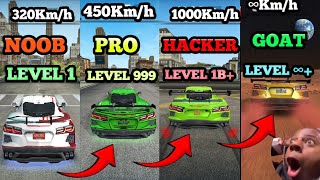 Extreme Car Driving Simulator Corvette c8 Level Up 1-999 || Noob vs  Pro vs Hacker vs God🤯