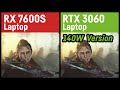 RX 7600S vs RTX 3060 Laptop/Notebook