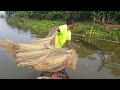 Best net fishing  traditional cast net fishing in village river  fishing by cast net