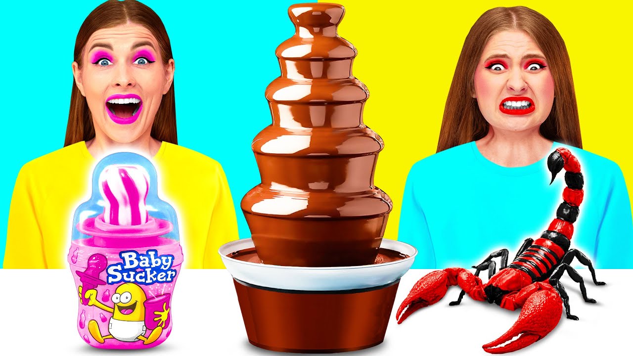 Шоколадный Фонтан Челлендж | Удивительные Кулинарные Рецепты c Happy Funny