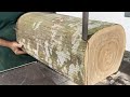 Unique and unusual woodworking  steps to create a solid wooden table from a large tree trunk