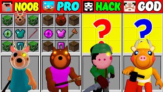 Minecraft NOOB vs PRO vs HACKER vs GOD ROBLOX PIGGY 5 Crafting Challenge (Animation)