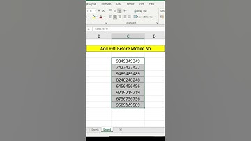 #Shorts | Add +91 Before Mobile Numbers in Excel | Excel Custom Format Trick to Add 91 in Numbers