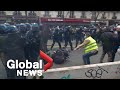 Yellow vest protesters tussle with Paris police