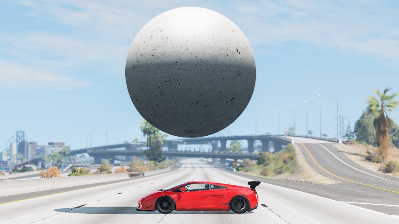 1000 Ton Ball vs Cars #2 - BeamNG.Drive