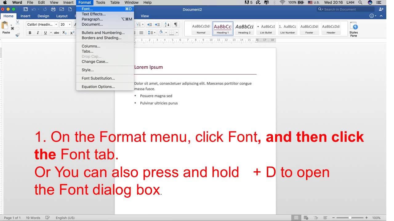 Default font in word mac