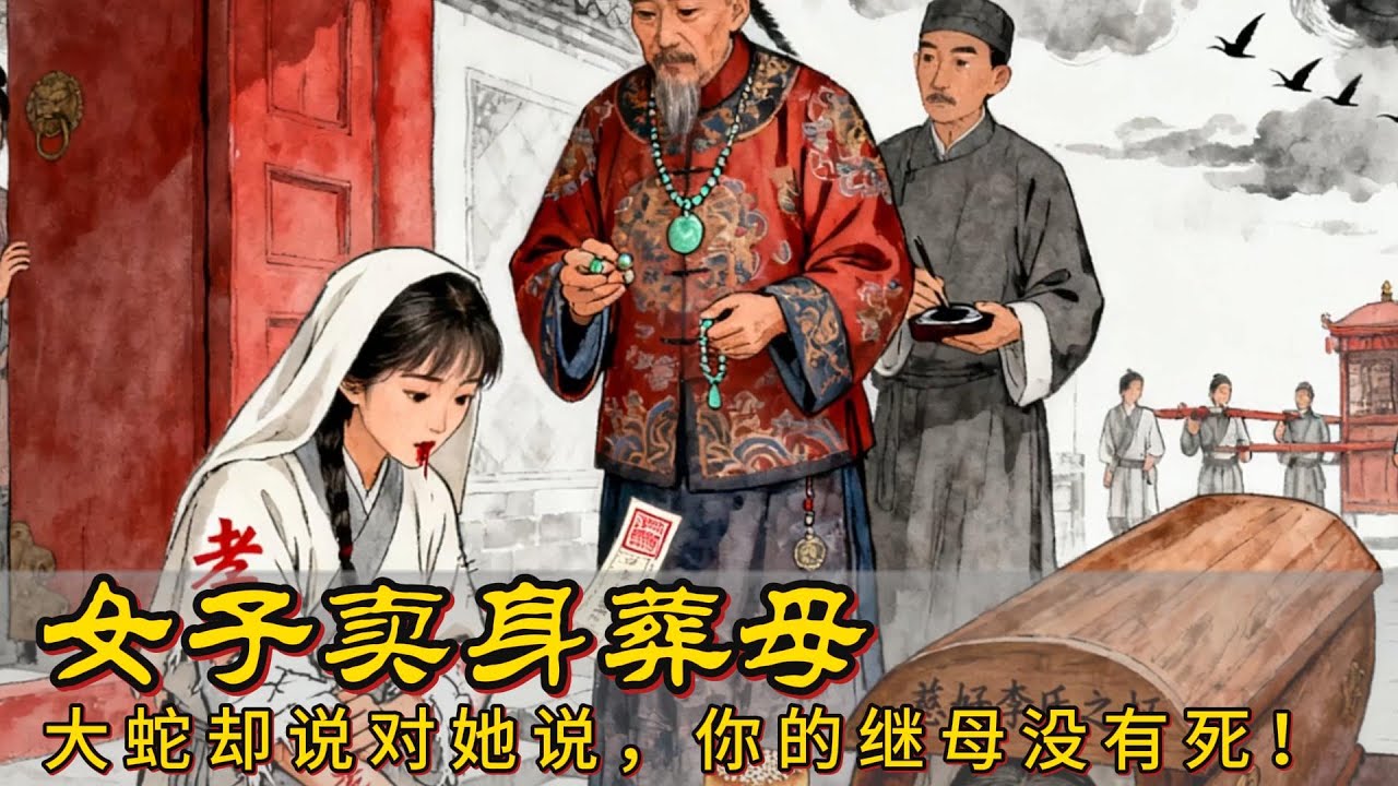 民间故事：女子卖身葬母，大蛇却说对她说，你的继母没有死！    #民间故事   #民间传奇   #故事分享