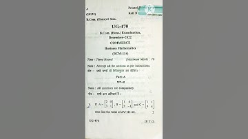 Bcom hons|Business mathmatics questions paper|CCS UNIVERSITY pattern