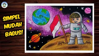 Cara Menggambar Astronot dan Luar Angkasa dengan Crayon Oil Pastel