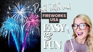 "🎆 How to Paint Fireworks: Red, White, and Blue Acrylic Art Tutorial 🇺🇸 | 4th of July Special"