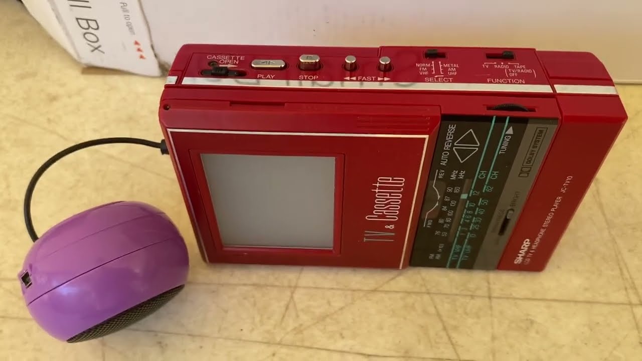 1986 SHARP JC-TV10 Red Portable TV Radio Cassette Player Japan