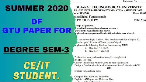 SUMMER-2022. DF  GTU Paper For Degree 3-sem CE/IT Student. #gtu #paper #student.