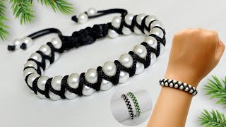 How to make beaded macrame bracelet || diy macrame bracelet with beads || handmade bracelet at home