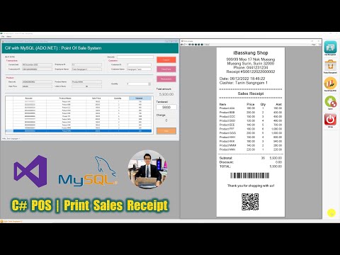 C# MySQL (POS) Quick Test : Print Barcode and QR Code on the receipt | Visual Studio 2019