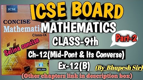 icse | class-9|selina book | maths | ch-12 | Mid-point Theorem & its converse | ex-12(B) | part-2